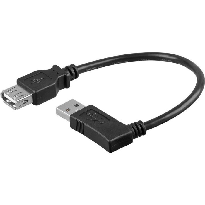Conexion USB A/M a A/H  1.8 Mts  2.0   0.30Mts Acodado